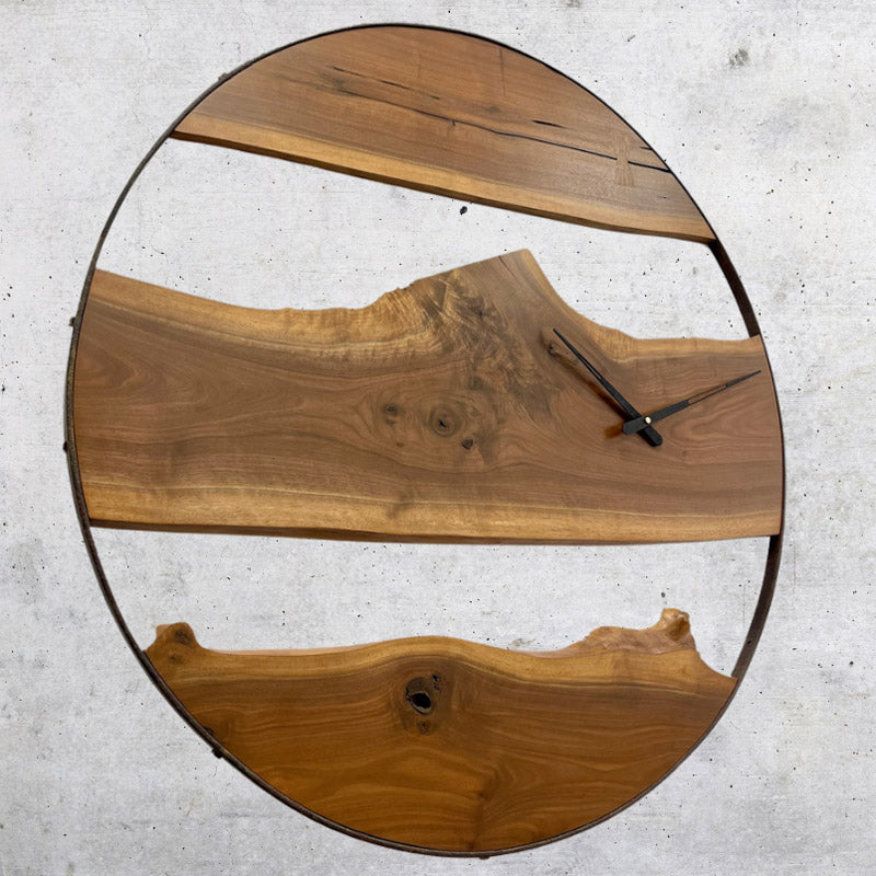 38" Authentic Wagon Wheel Clock with Walnut Inlay