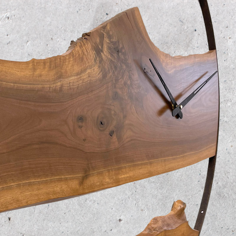 38" Authentic Wagon Wheel Clock with Walnut Inlay