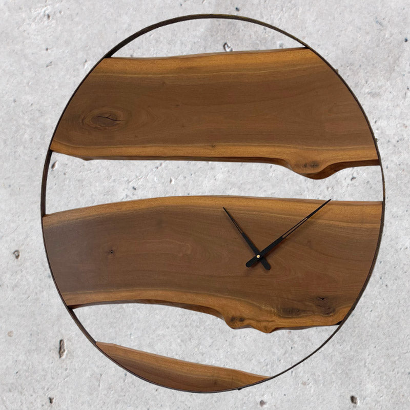 Authentic Wagon Wheel Clock - 42" Walnut