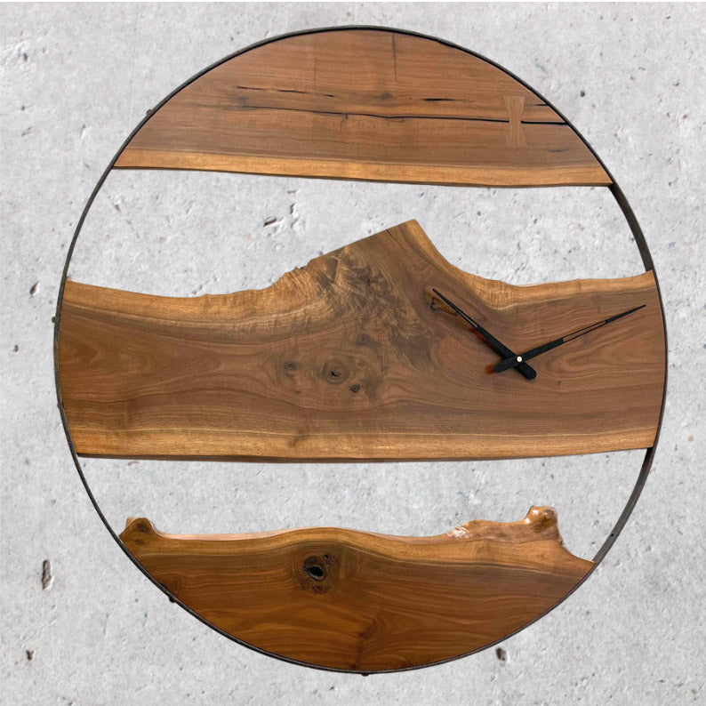 38" Authentic Wagon Wheel Clock with Walnut Inlay