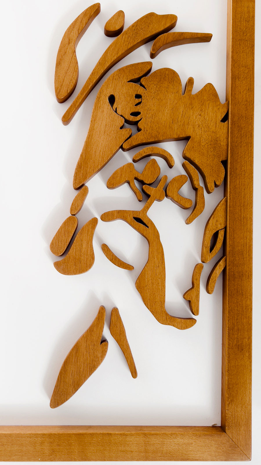 Detailed boxer dog silhouette carved into birch wood wall plaque