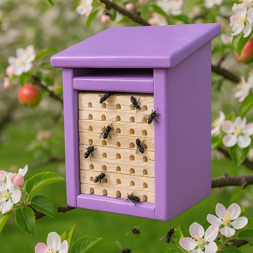 Handcrafted bee and ladybug pollinator condo with natural wood tubes