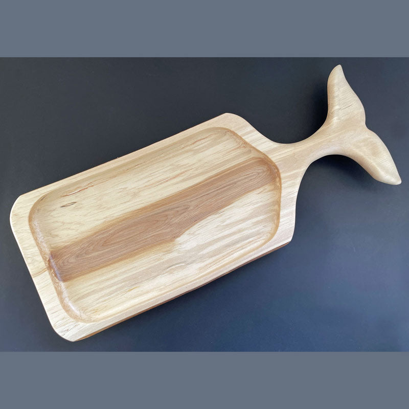 Carved center tray on handcrafted spalted birch serving board