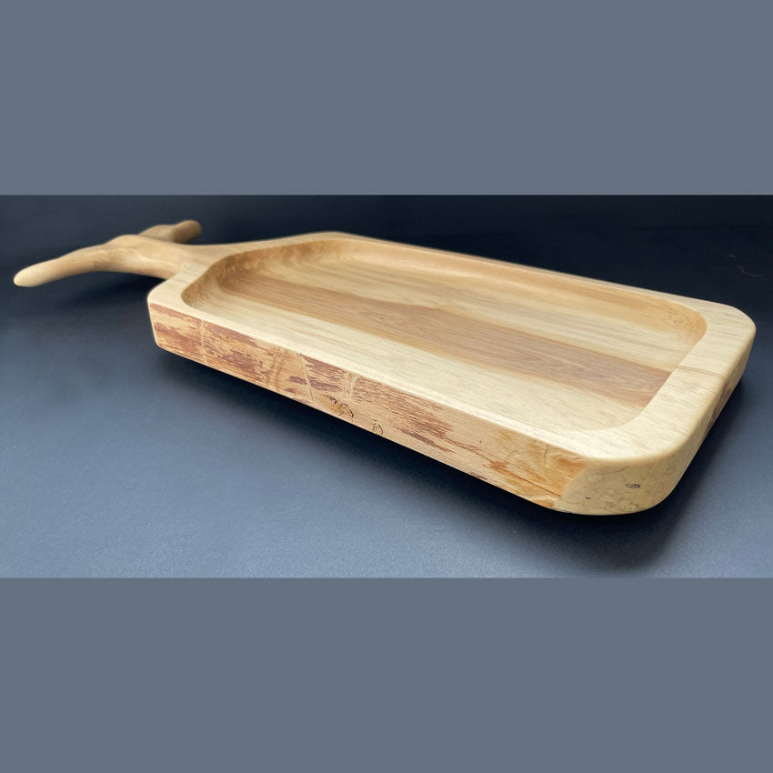 Spalted birch grain pattern on artisanal charcuterie board
