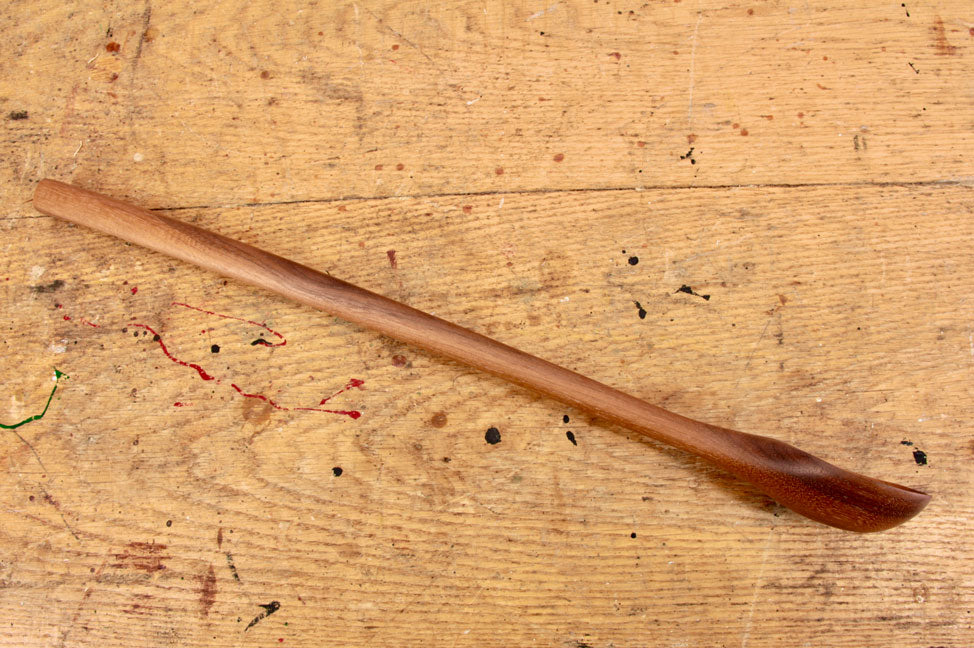 Artisan black walnut spoon with extra-long handle for stirring