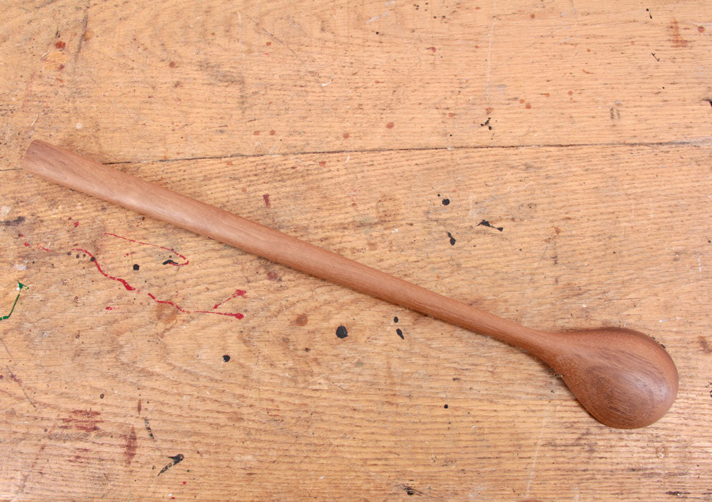 Artisan black walnut spoon with extra-long handle for stirring