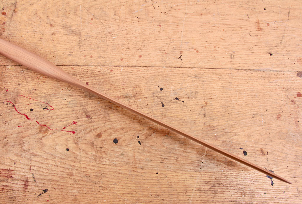 Slim stirring and mixing spurtle carved from cherry hardwood