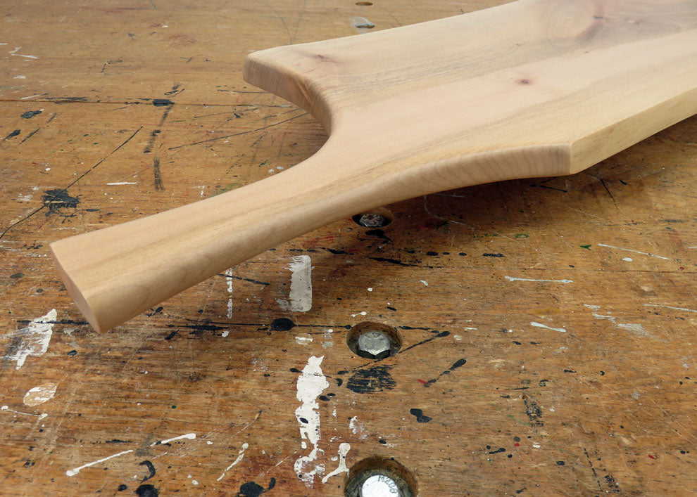 Close-up of natural maple wood live edge with organic texture