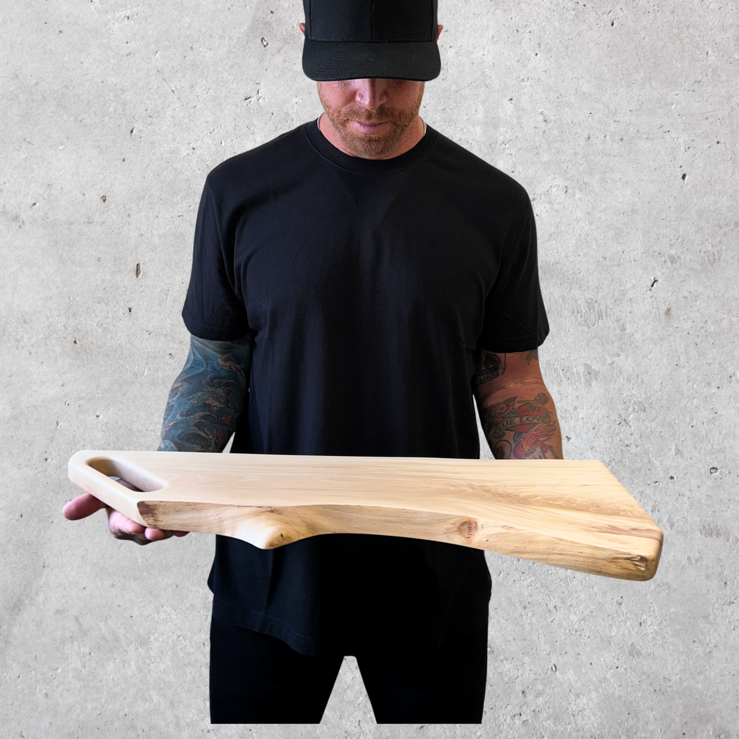Organic live edge of birch wood with natural grain and shape