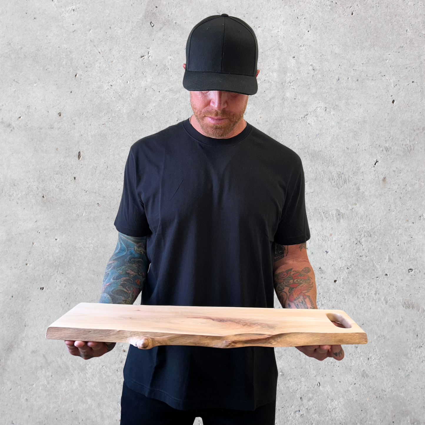 Natural live edge highlighting organic shape and maple wood texture