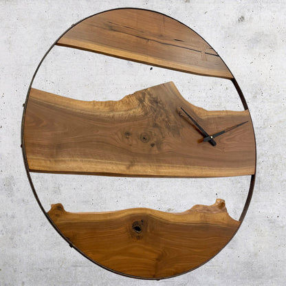 38" Authentic Wagon Wheel Clock with Walnut Inlay