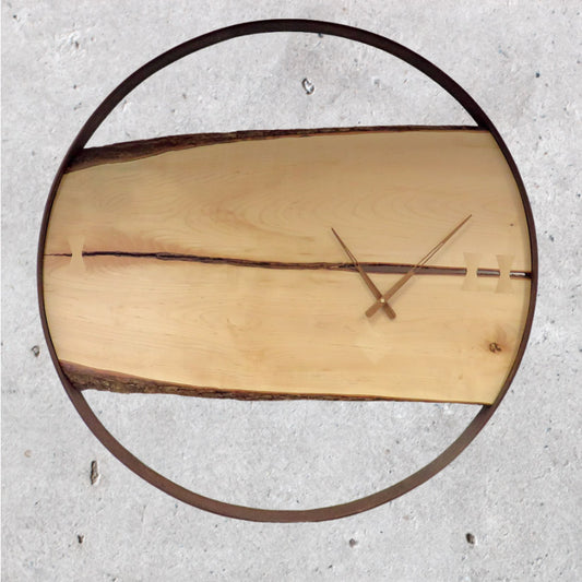 Authentic Wagon Wheel Clock – Maple & Walnut Hands | 39" Statement Timepiece