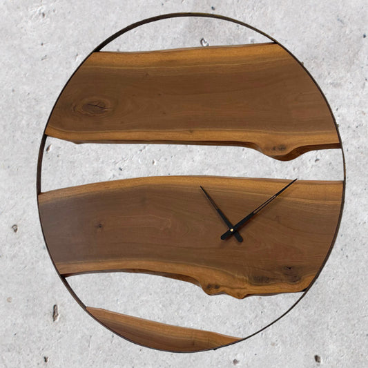 Authentic Wagon Wheel Clock - 42" Walnut