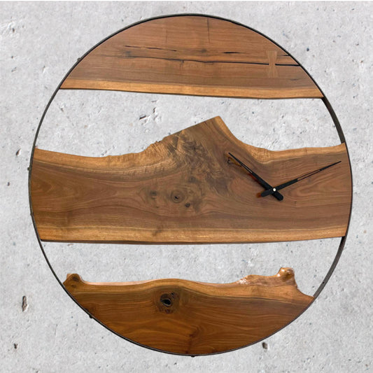 38" Authentic Wagon Wheel Clock with Walnut Inlay